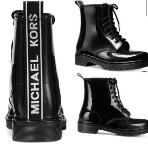 Michael Michael Kors Womens Tavie Rubber Lace-Up Rain Boots